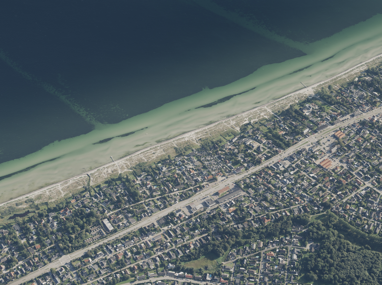 Luftfoto af området ved Karlslunde Strandvej i Greve Kommune